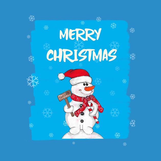 MERRY Christmas Festive Cute Snowman by SartorisArt1