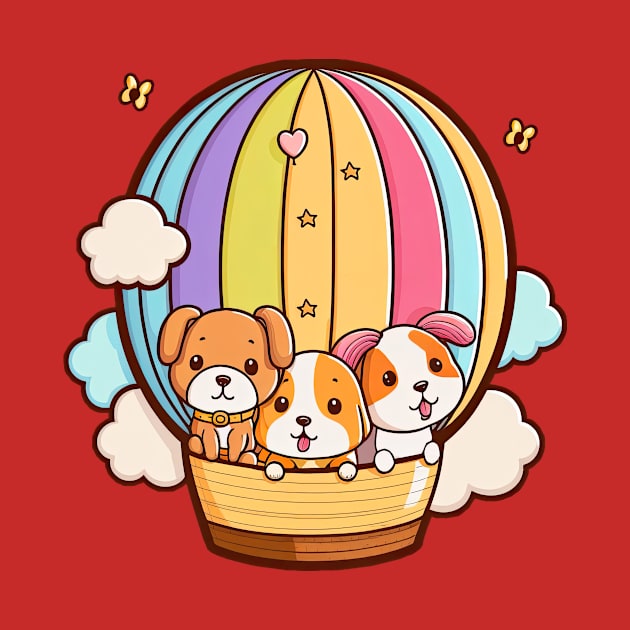 3 Puppies in a Balloon by koalafish