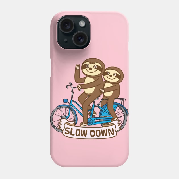 Sloths and bicycle Phone Case by Plushism