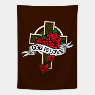 God is Love, Old Style Tattoo Tapestry