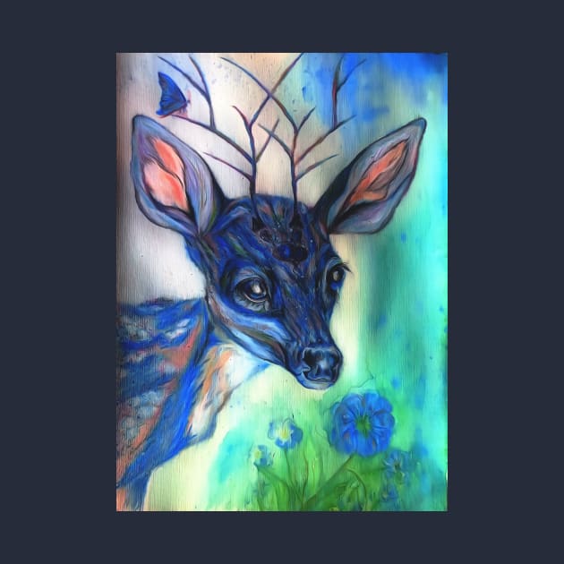 Beautiful Blue Deer by candimoonart