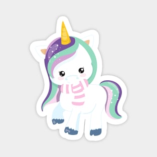 Winter Unicorn, Cute Unicorn, Magic Unicorn, Scarf Magnet