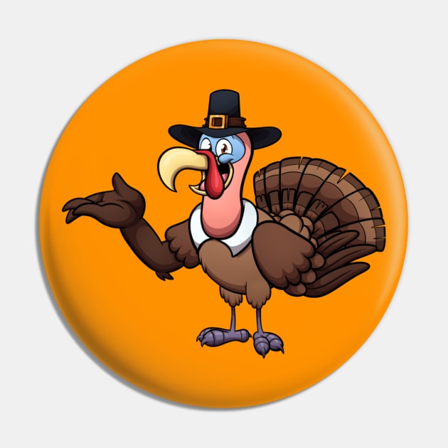 Turkey With Pilgrim Hat Pin by TheMaskedTooner