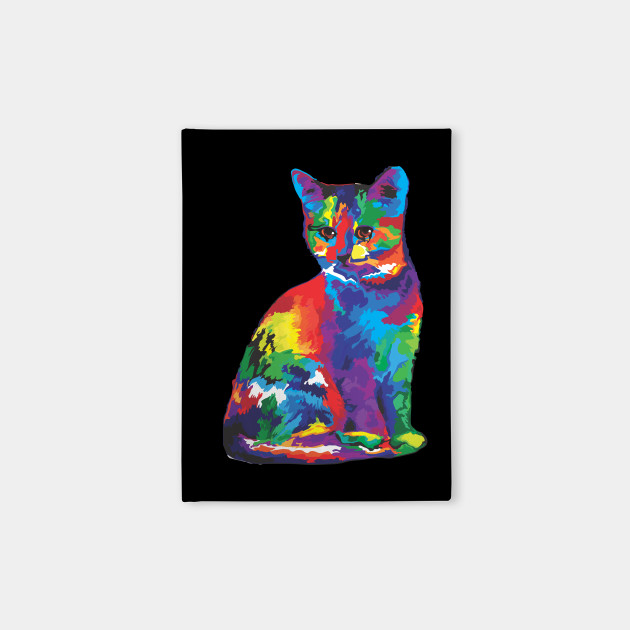 Psychedelic Colorful Cat Abstract Kitten Bright Painting Digital