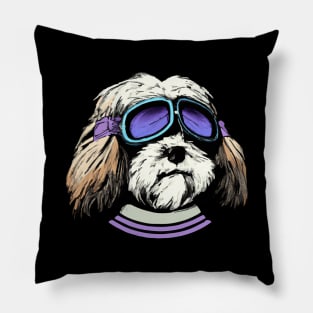 Havanese Dog Pilot Funny Dog Owner Retro Funny Dog Pillow