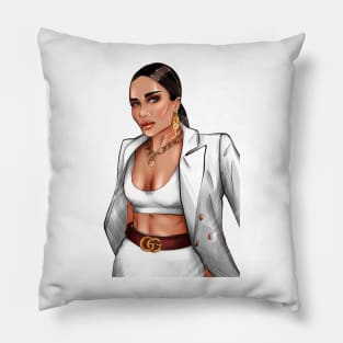 African American business woman in white jacket Pillow