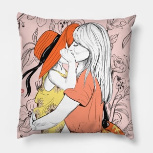 Kisses for mom by Cindy Rose Studio - pink Pillow