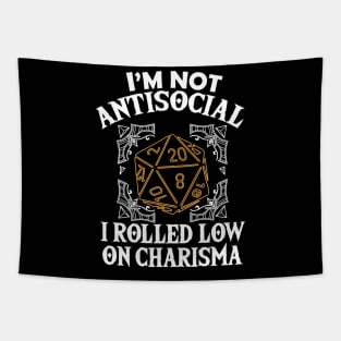 Tabletop Gaming Gift Dragons D20 Dice Im Not Antisocial Print Tapestry