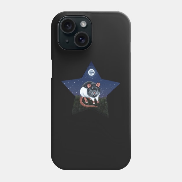 Grey Hooded Rat Star Phone Case by WolfySilver