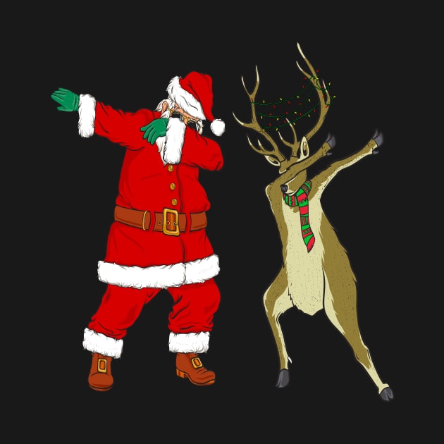 Dabbing Santa And Reindeer Christmas Dab by Eugenex