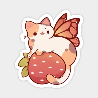 Fairy calico cat with strawberry Magnet