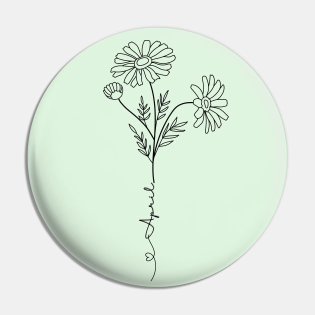 Minimalist  Boho Line Art Daisy April Birth Flower Pin by Tina