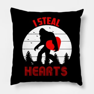 Bigfoot I Steal Hearts Valentines Day Pillow