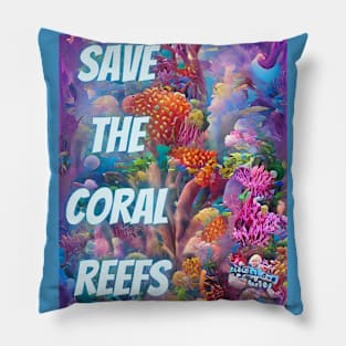 Save the Coral Reefs, Colorful Algoart Pillow