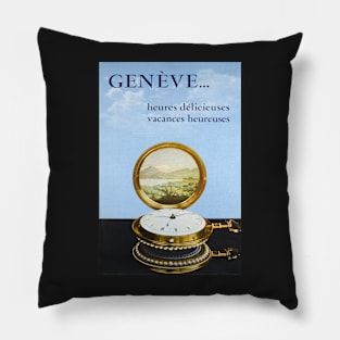 Genève, heures délicieuses, vacances heureuses, Travel Poster Pillow