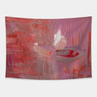 Abstract Oil Painting Waterlily Pink White Red Tapestry