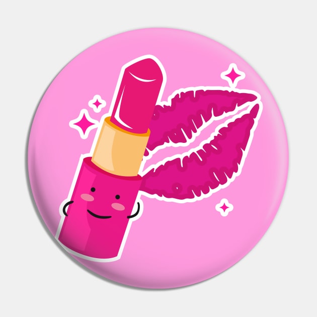 Lipstick Cute Cartoon Pin by BrightLightArts
