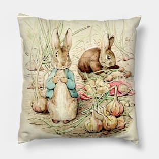 “Peter and Benjamin Gather Onions” by Beatrix Potter Pillow