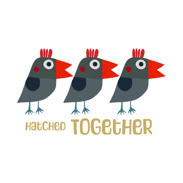 Hatched together triplets by Suzy Shackleton felt artist & illustrator