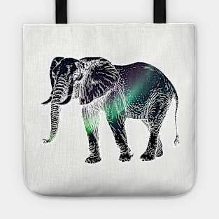 Aurora Borealis African Elephant Silhouette Tote