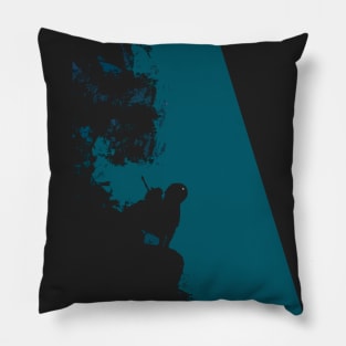 Hero on Shadow Horse Standing on Cliff (Cut, Transparent Background) Pillow