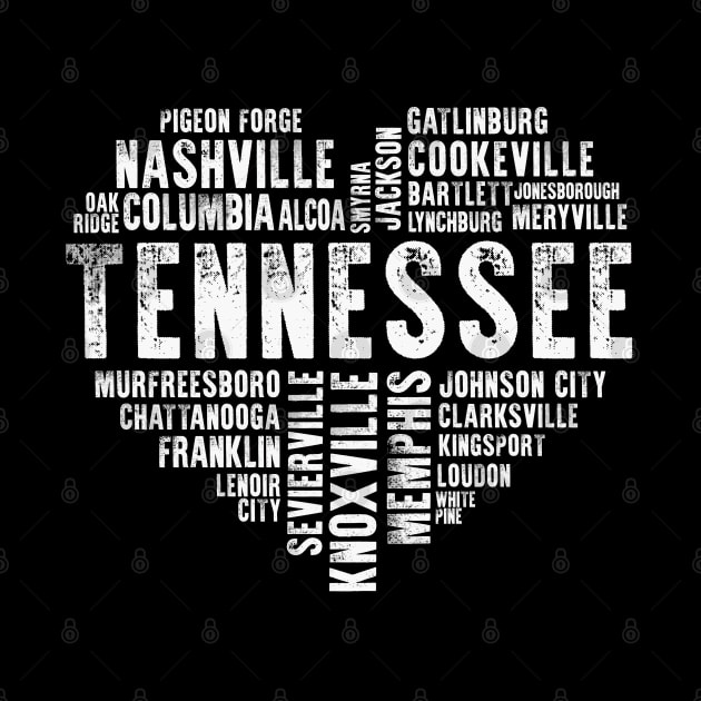 Tennessee Heart Love Knoxville Nashville Memphis Cookeville Gatlinburg Loudon Chattanooga Kingsport Johnson City by BoogieCreates