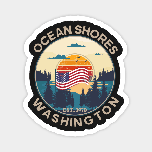 OCEAN SHORES WASHINGTON USA FLAG Magnet by HomeCoquette