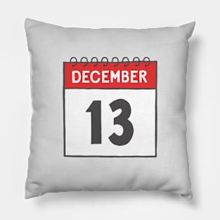 December 13th Daily Calendar Page Illustration Pillow