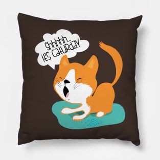 Shhh It's Caturday funny cute cat kitten feline nap t-shirt Pillow