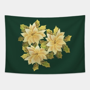 Golden Poinsettias Tapestry