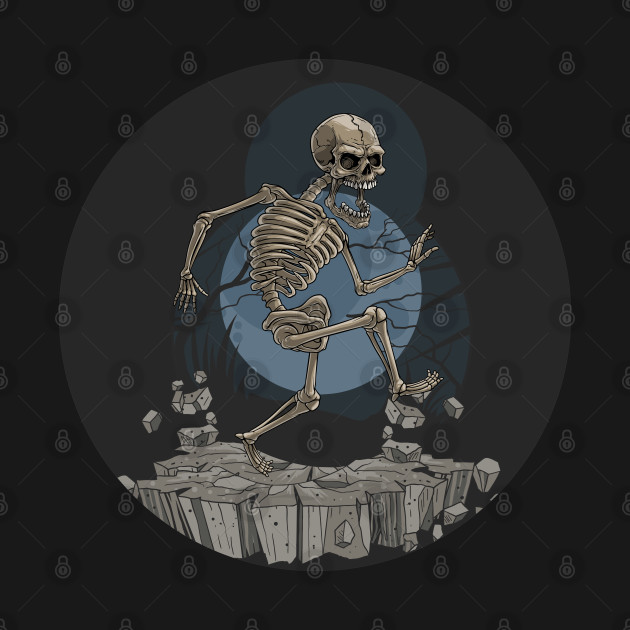 Disover Cartoon death skeleton, Halloween scary illustration, Halloween party artwork, Circular background - Halloween - T-Shirt