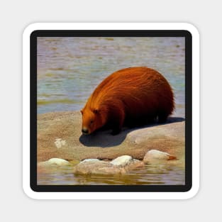 Capybara Near Lake animated CGI Magnet