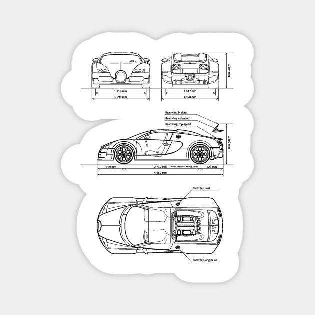 Veyron Grandsport Blueprint Magnet by Auto-Prints