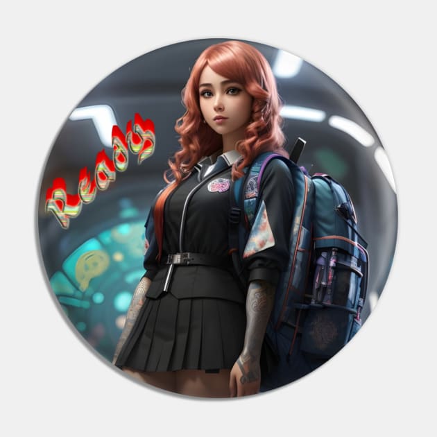 Futuristic Schoolgirl Pin by VicetTees