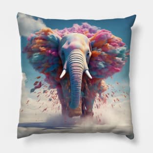 Pop Surrealistic Colorful Elephant Pillow