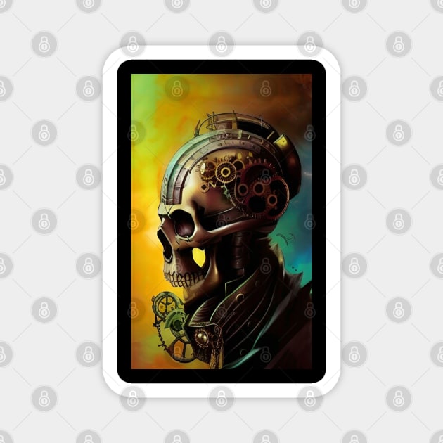 Skull Illustration Steampunk Magnet by ZiolaRosa