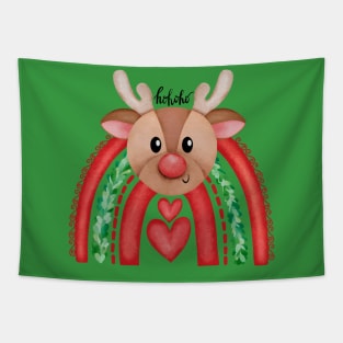 Santa's Reindeer Rainbow Tapestry