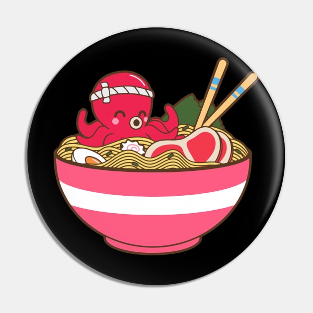 Kawaii Japanese Anime Ramen Soup Bowl Otaku Cute Octopus Pin by jodotodesign