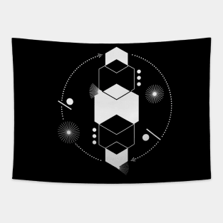 Geometric modern abstract black white Tapestry