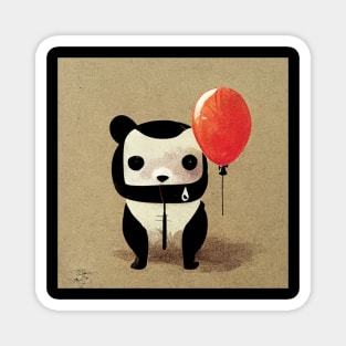 Cute little panda bear with a red balloon. Magnet