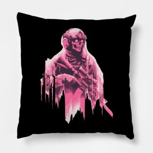 Retro pink skull soldier Pillow