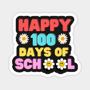 Happy 100th Day Of School Teacher Kids Retro Groovy 100 Day Magnet
