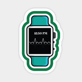 Smart Watch with Straps Sticker design vector illustration. Technology object icon concept. Smart technology device symbol sticker vector design with shadow. Magnet