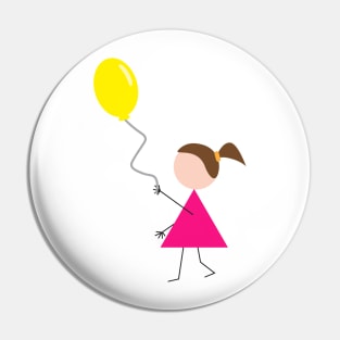 Girl with Yellow Balloon Pin