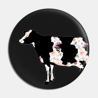 Watercolor Floral Dairy Cow Silhouette  - NOT FOR RESALE WITHOUT PERMISSION Pin