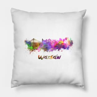 Warsaw skyline in watercolor Pillow