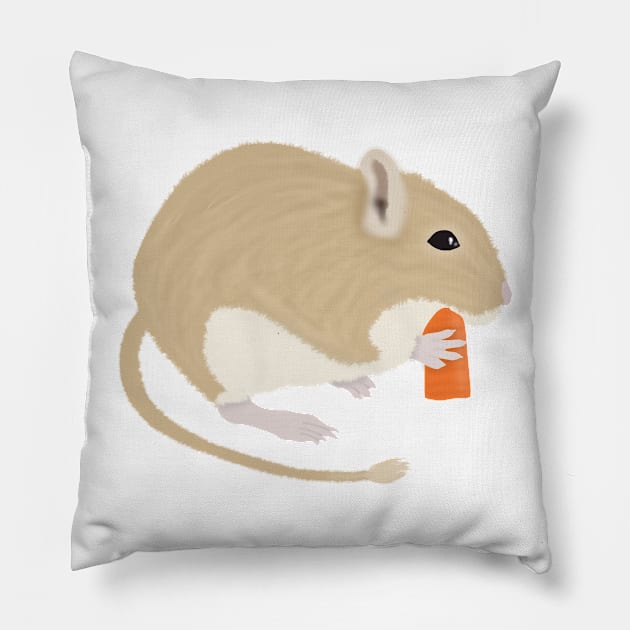 Cute golden gerbil eating carrot Pillow by Becky-Marie