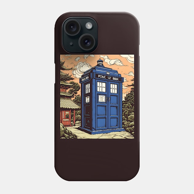 Colourful illustration of tardis in Japan Phone Case by KOTYA