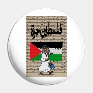 Free Palestine Graffiti Boy Pin