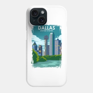 Dallas Texas Vintage Minimal Retro Travel Poster Phone Case